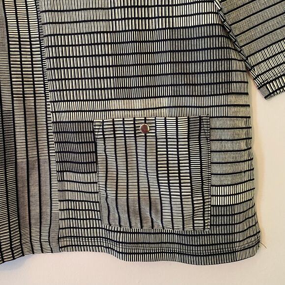 Chico's Navy White Striped Elbow Length Sleeve Top Women's size 1 / Medium / 8 - Picture 5 of 9